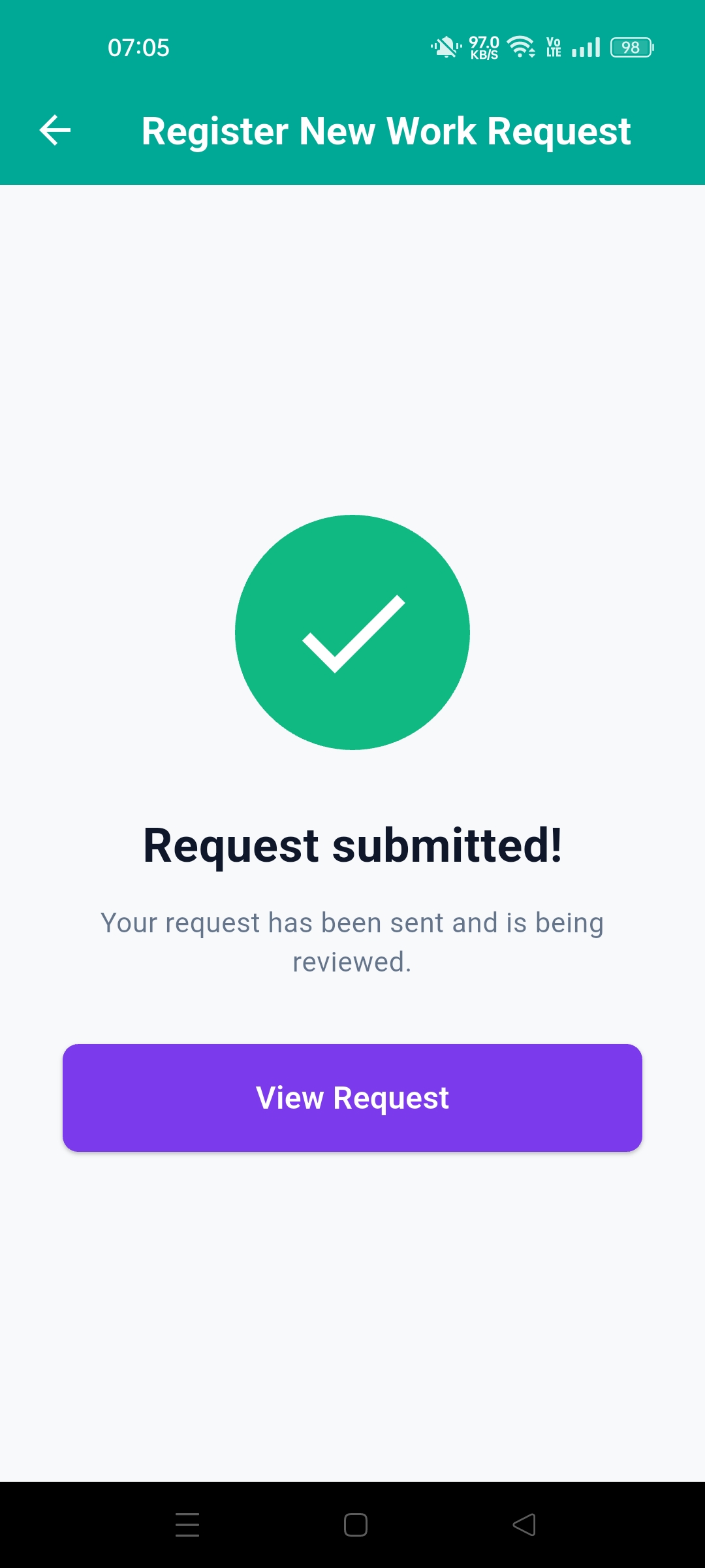 I-SAF request submitted confirmation